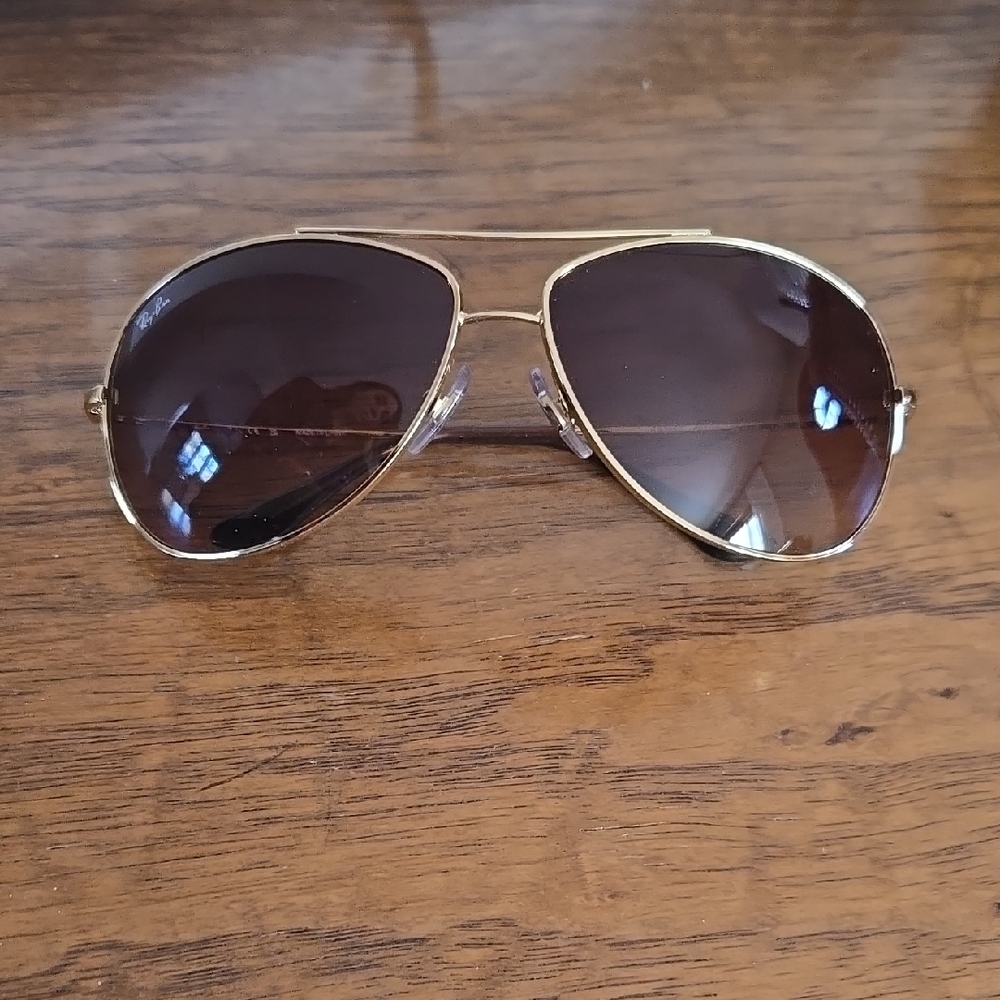 Ray-Ban Gold and Brown Aviator Glasses